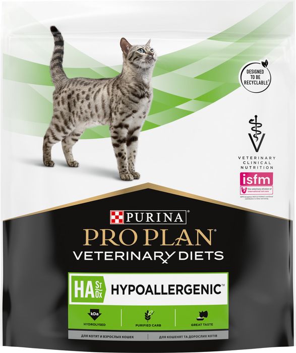 Сухой корм для котят и взрослых кошек диетический Pro Plan® Veterinary Diets HA ST/OX Hypoallergenic при пищевой непереносимости, Пакет
