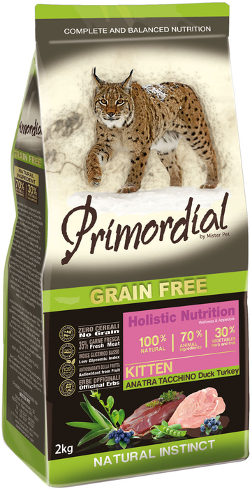 Primordial сухой корм для котят всех пород, беззерновой, утка, индейка