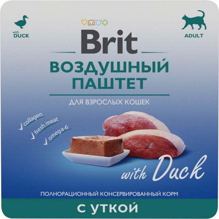 Brit влажный корм для кошек, воздушный паштет с уткой