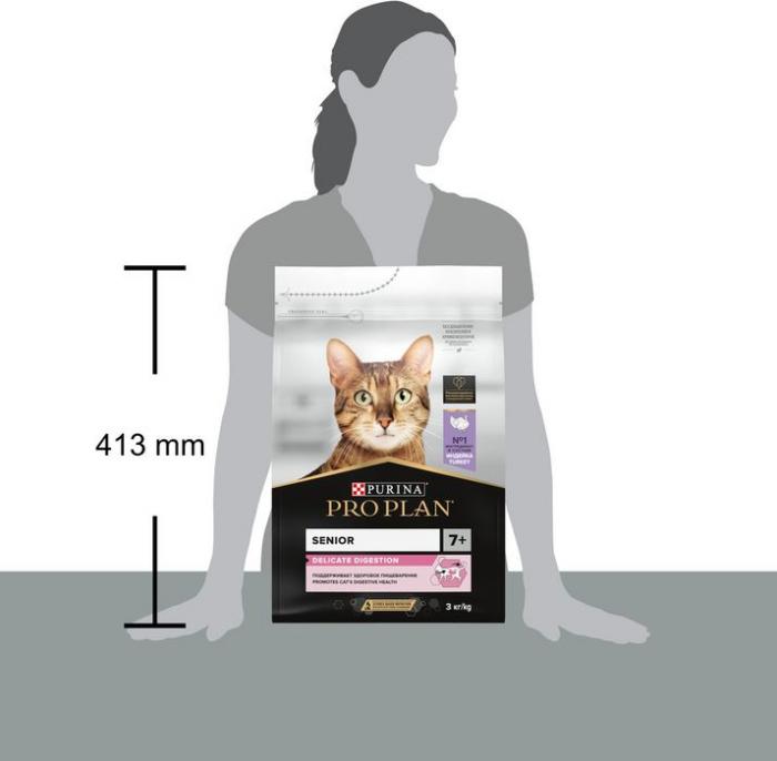 Сухой корм Pro Plan® Delicate Digestion для кошек старше 7 лет с чувствительным пищеварением, с высоким содержанием индейки