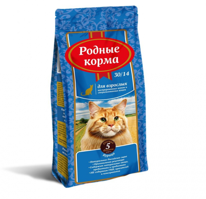 Родные Корма корм для взрослых стерилизованных кошек всех пород