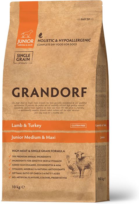 Grandorf корм для юниоров всех пород, ягненок с индейкой
