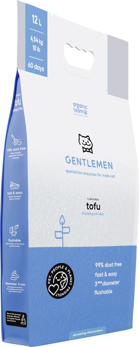 Organic team Tofu Gentlemen комкующийся наполнитель для кошачьего туалета, для джентльменов