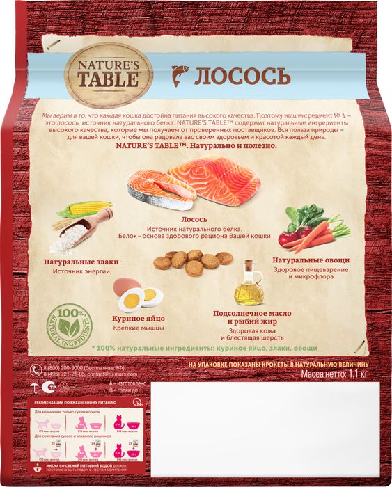 Nature`s Table корм для взрослых кошек всех пород, лосось
