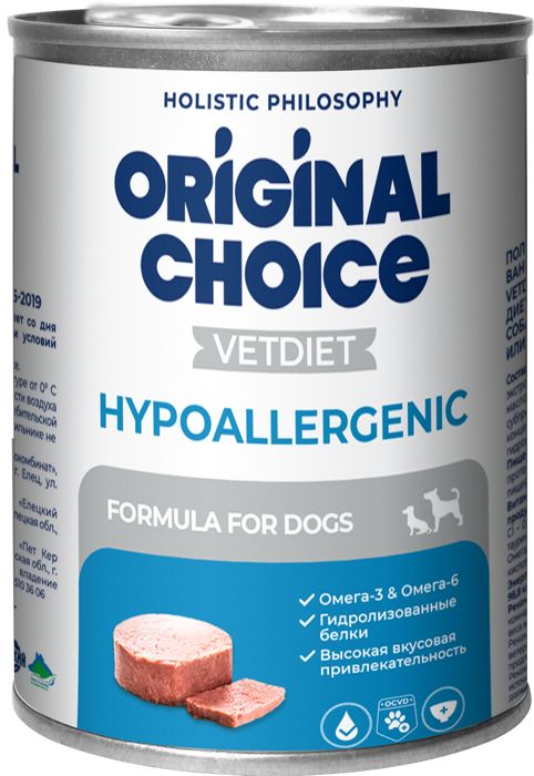 Organic Сhoice Original Choice Vetdiet Hypoallergenic влажный корм для собак, с пищевой аллергией или непереносимостью