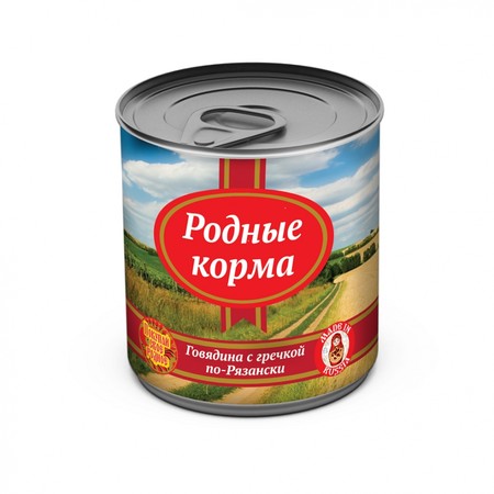 Родные корма Говядина с гречкой по-Рязански влажный корм для собак