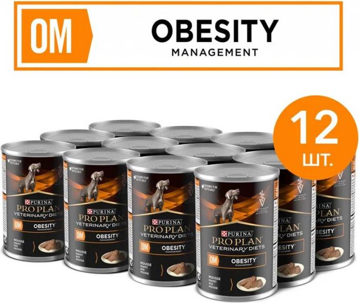 Влажный корм для собак диетический Pro Plan® Veterinary Diets OM Obesity Management для снижения избыточной массы тела, паштет, Банка