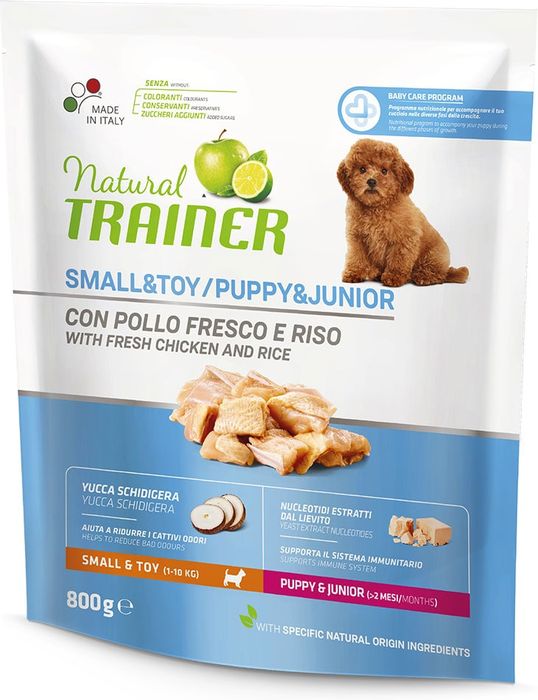Trainer Natural корм для щенков и юниоров мелких пород от 1 до 10 месяцев, курица