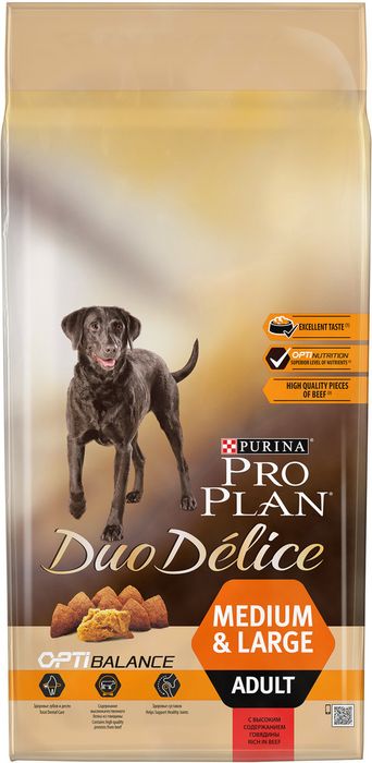 Pro Plan Duo Delice корм для взрослых собак средних и крупных пород, говядина