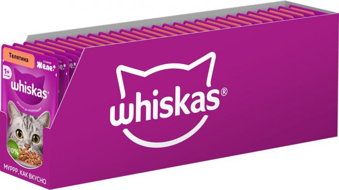 Whiskas влажный корм для взрослых кошек, желе с телятиной