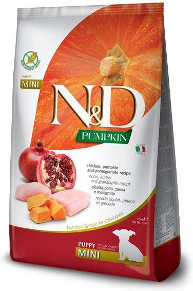 Farmina N&D Pumpkin корм для щенков мелких пород, беззерновой, курица с гранатом и тыквой