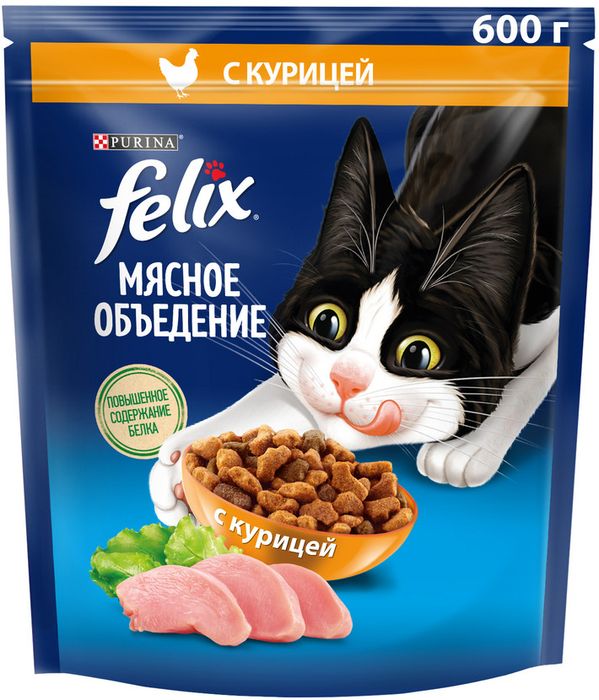 Сухой корм Felix® Мясное объедение для взрослых кошек, с курицей