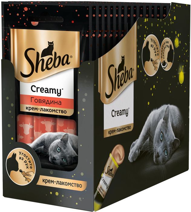 Sheba крем-лакомство для кошек с говядиной