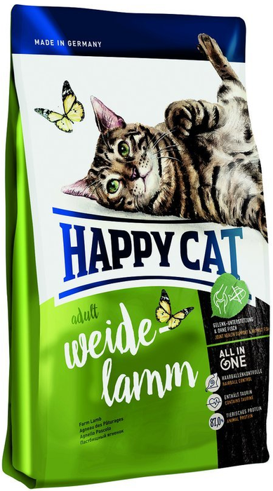 Happy Cat сухой корм для взрослых кошек всех пород, деликатное пищеварение, ягненок