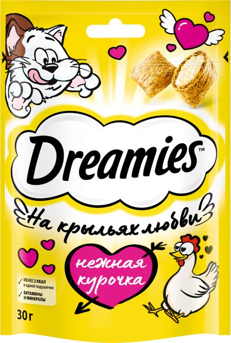 Dreamies лакомство для кошек подушечки с курицей