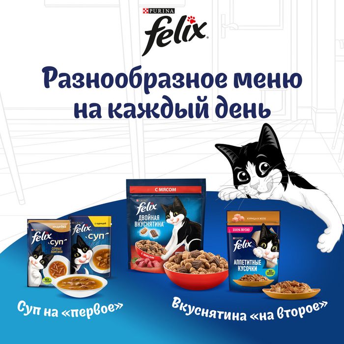 Сухой корм Felix® Двойная Вкуснятина® для взрослых кошек, с птицей