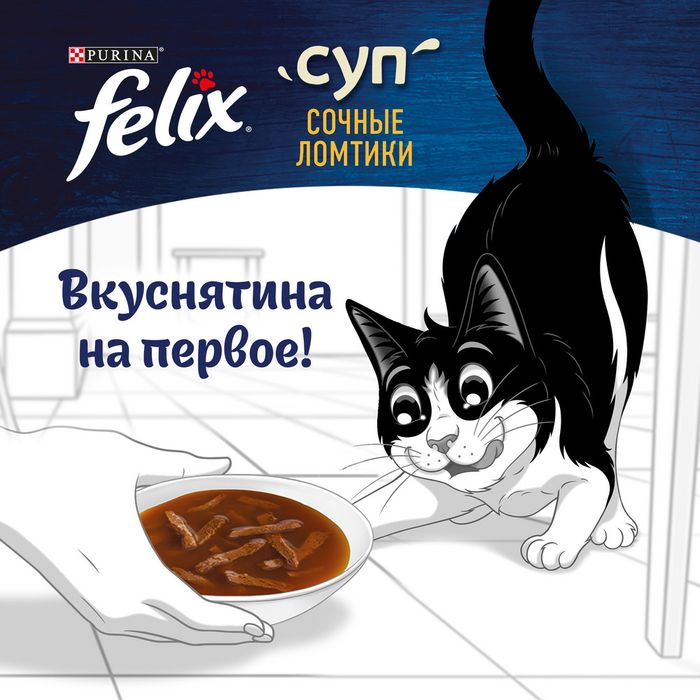 Влажный корм Felix® Суп Сочные ломтики для кошек, с ягнёнком 
