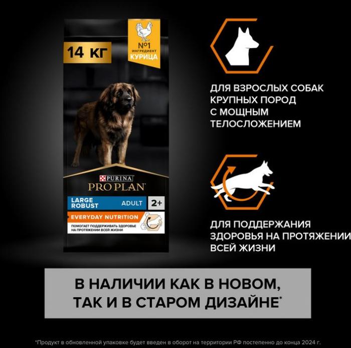 Сухой корм Pro Plan® Everyday Nutrition для взрослых собак крупных пород с мощным телосложением, с высоким содержанием курицы