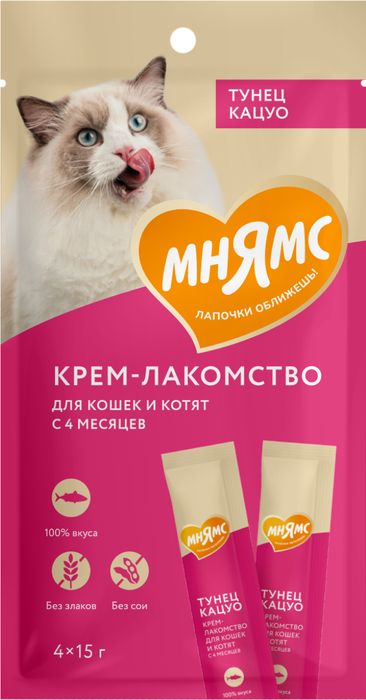 Мнямс крем-лакомство для кошек, с тунцом кацуо