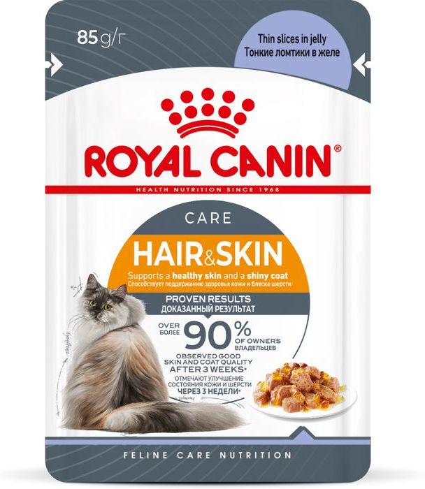 Royal Canin Hair&Skin влажный корм для кошек, идеальная кожа и шерсть, в желе  