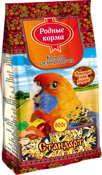 Родные Корма корм для средних попугаев, стандарт