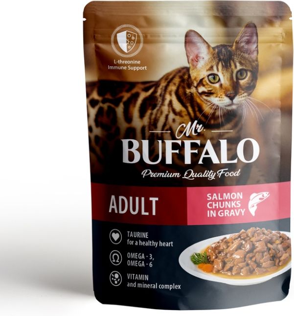 Mr.Buffalo влажный корм для кошек, кожа и шерсть, лосось в соусе