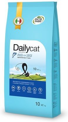 Dailycat корм для взрослых привередливых кошек всех пород, с сельдью, лососем и рисом