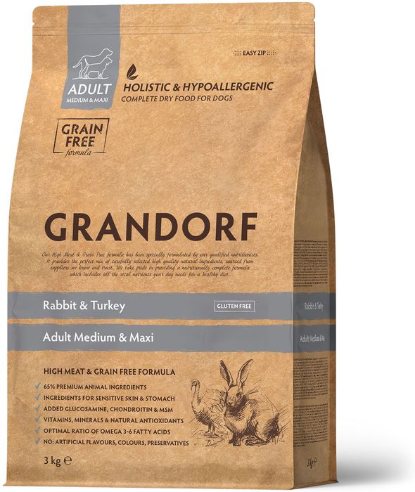 Grandorf корм для собак средних и крупных пород, кролик с индейкой