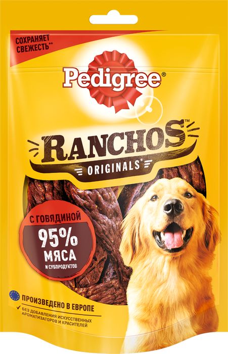 Pedigree Ranchos лакомство для взрослых собак, мясные ломтики с говядиной