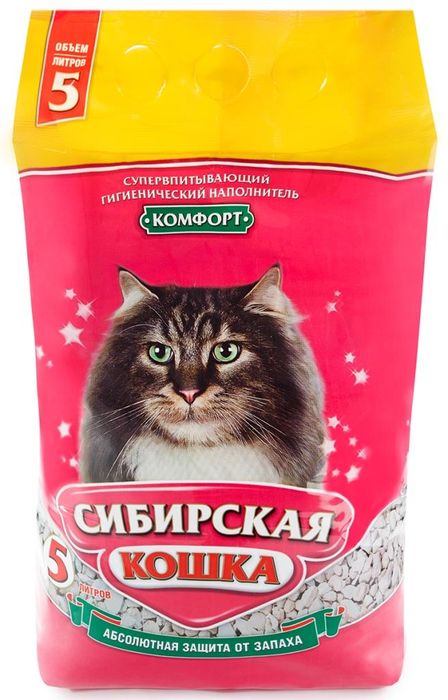 Сибирская Кошка Комфорт впитывающий минеральный наполнитель для кошачьих туалетов