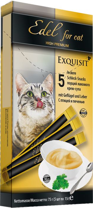 Edel Cat лакомство для кошек, крем-суп с птицей и печенью