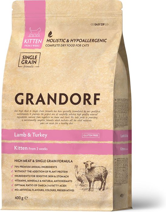 Grandorf корм для котят, ягненок с индейкой