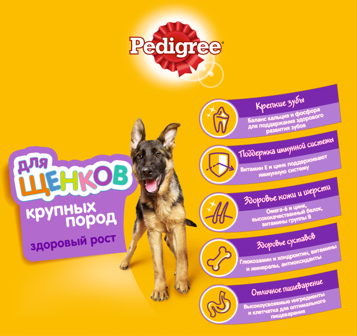 Pedigree сухой корм для щенков крупных пород с курицей и рисом