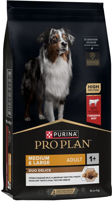 Сухой корм Pro Plan® Duo Delice для взрослых собак средних и крупных пород, с высоким содержанием говядины