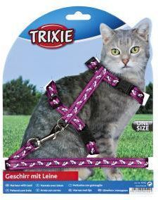 Trixie Шлейка для кошек с поводком,нейлон 35-47см/10мм