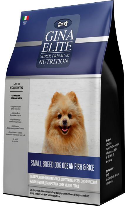 Gina Elite корм для собак малых пород, с океанической рыбой и рисом