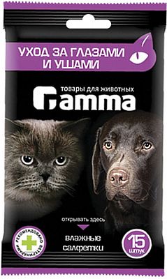 Гамма салфетки влажные уход за глазами и ушами для кошек и собак
