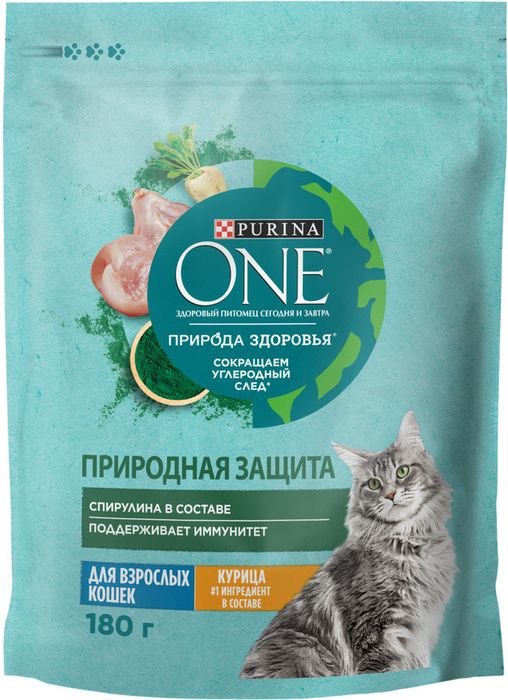 Сухой корм Purina ONE® Природа Здоровья® для взрослых кошек со спирулиной, с высоким содержанием курицы