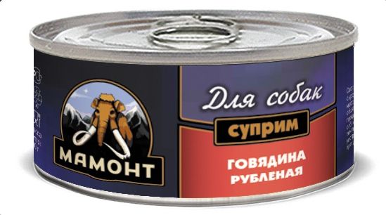 Мамонт Суприм влажный корм для собак всех пород, говядина рубленная