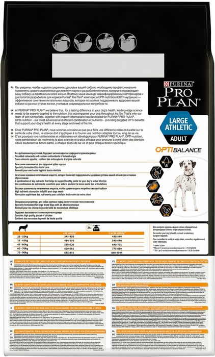 Pro Plan корм для крупных и взрослых собак атлетического телосложения, курица и рис