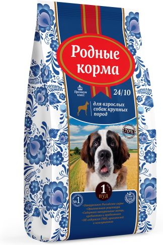 Родные Корма корм для взрослых собак крупных пород, курица