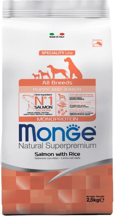 Monge Speciality Line сухой корм для щенков всех пород, лосось с рисом