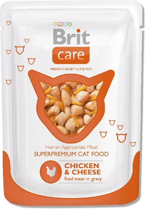 Brit Care - консервы для кошек - с курицей и сыром пауч,