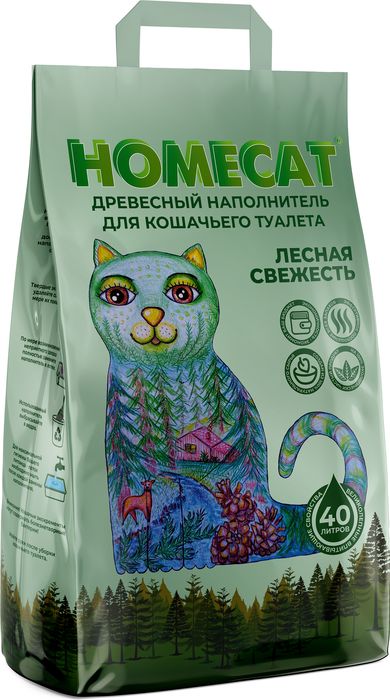 HOMECAT древесный наполнитель, мелкие гранулы
