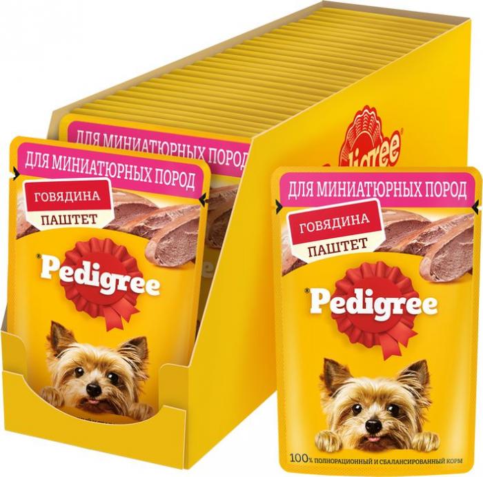 Pedigree влажный корм для взрослых собак миниатюрных пород, паштет из говядины