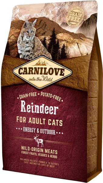 Carnilove корм для взрослых активных кошек всех пород, беззерновой, северный олень