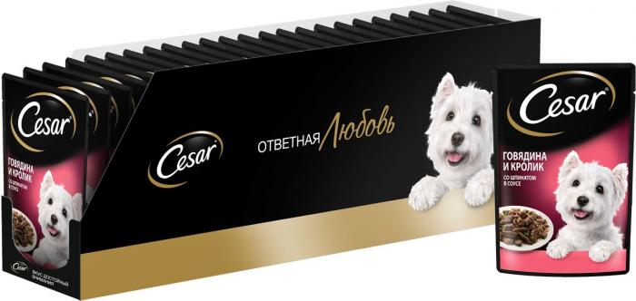 Cesar влажный корм для собак с говядиной, кроликом и шпинатом