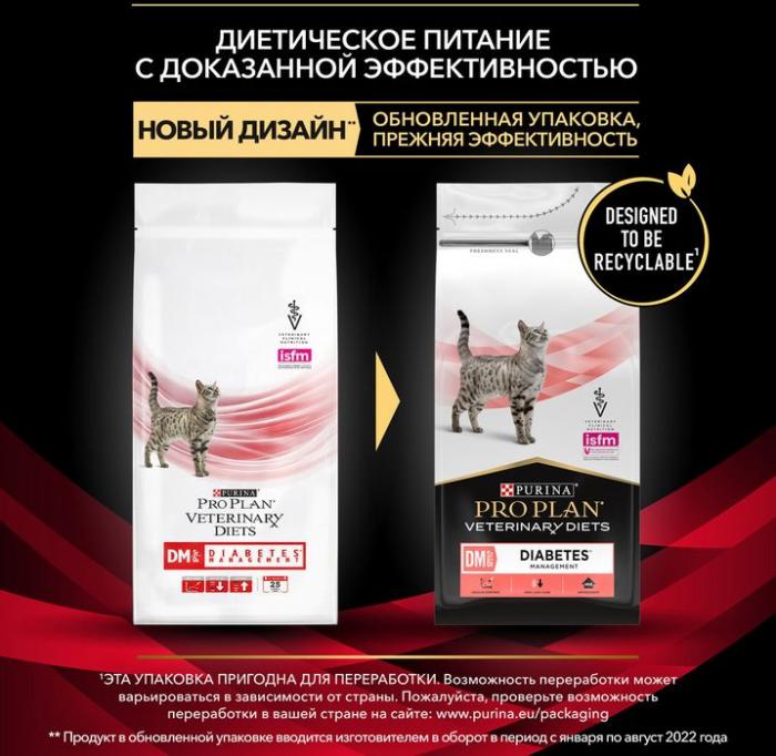 Сухой корм для кошек диетический Pro Plan® Veterinary Diets DM ST/OX Diabetes Management при сахарном диабете, Пакет