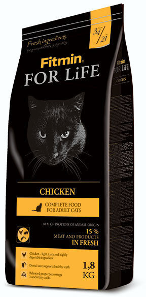 Fitmin For Life сухой корм для взрослых кошек всех пород, курица