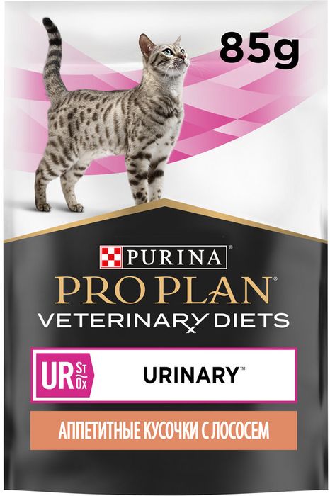 Влажный корм для кошек диетический Pro Plan® Veterinary Diets UR ST/OX Urinary при болезнях нижних отделов мочевыводящих путей, с лососем, Пауч
